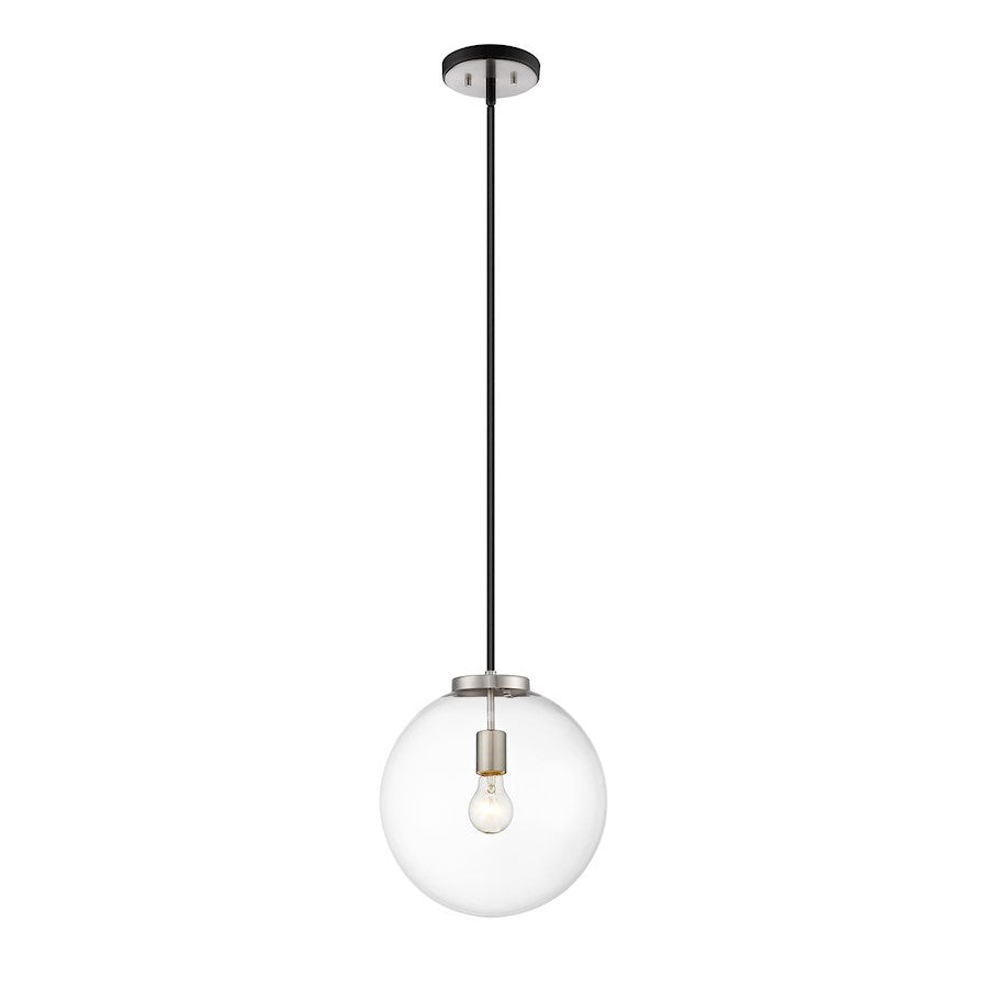 Z-Lite Parsons 1 Light 99" Pendant, Black/Brushed Nickel, Clear - 477P14-MB-BN