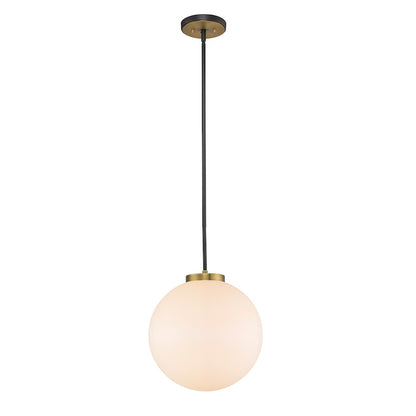 Z-Lite Parsons 1 Light 98.75" Pendant, Black/Olde Brass, Opal - 477P14-MB-OBR