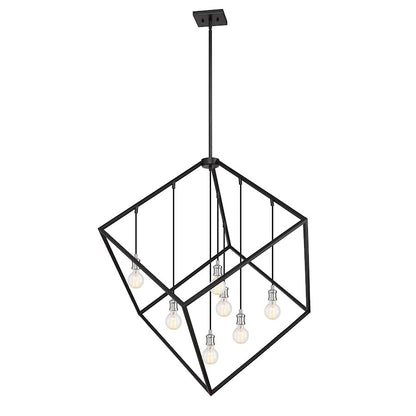 Z-Lite Vertical 7 Light 47" Pendant, Matte Black/Brushed Nickel -478P44-MB-BN