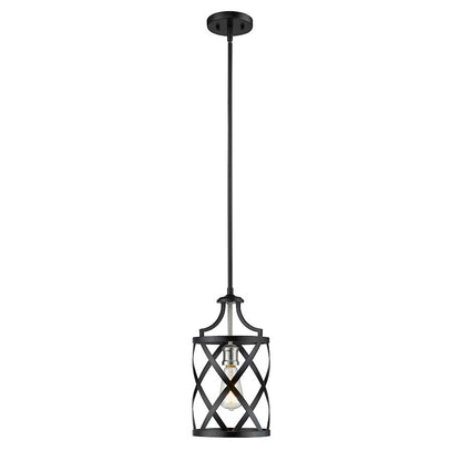 Z-Lite Malcalester 1 Light 99" Mini Pendant, Black/Brushed Nickel -481MP-MB-BN