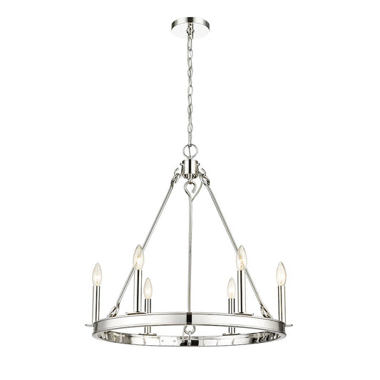 Z-Lite Barclay 6 Light Chandelier, Polished Nickel/Polished Nickel - 482R-6PN