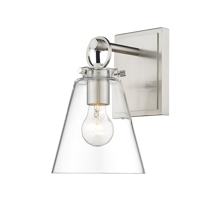 Z-Lite Harper 1 Light Wall Sconce in Brushed Nickel/Clear - 483-1S-BN