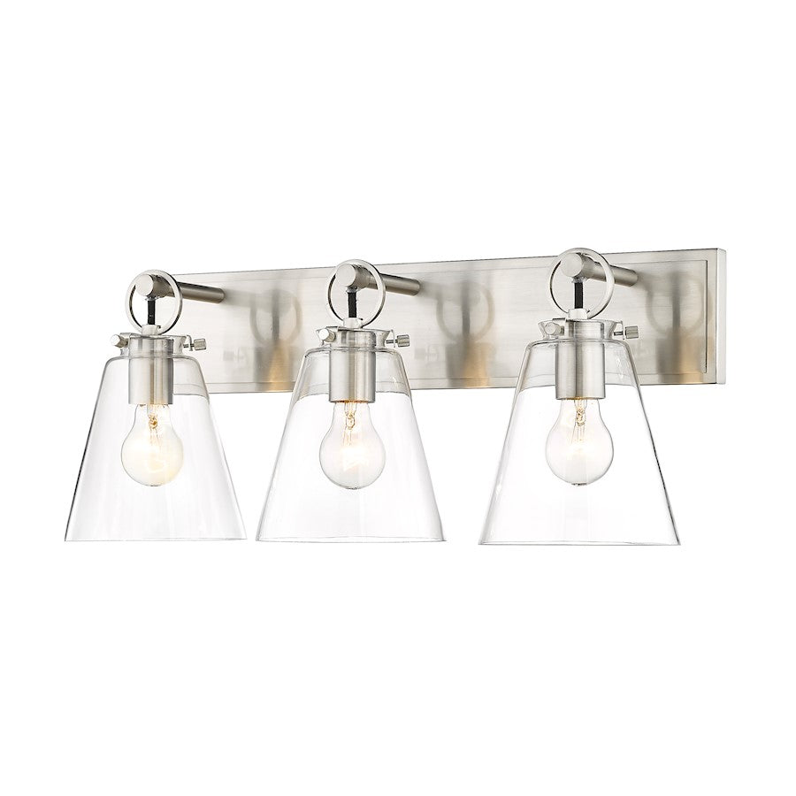 Z-Lite Harper 3 Light Vanity in Brushed Nickel/Clear - 483-3V-BN