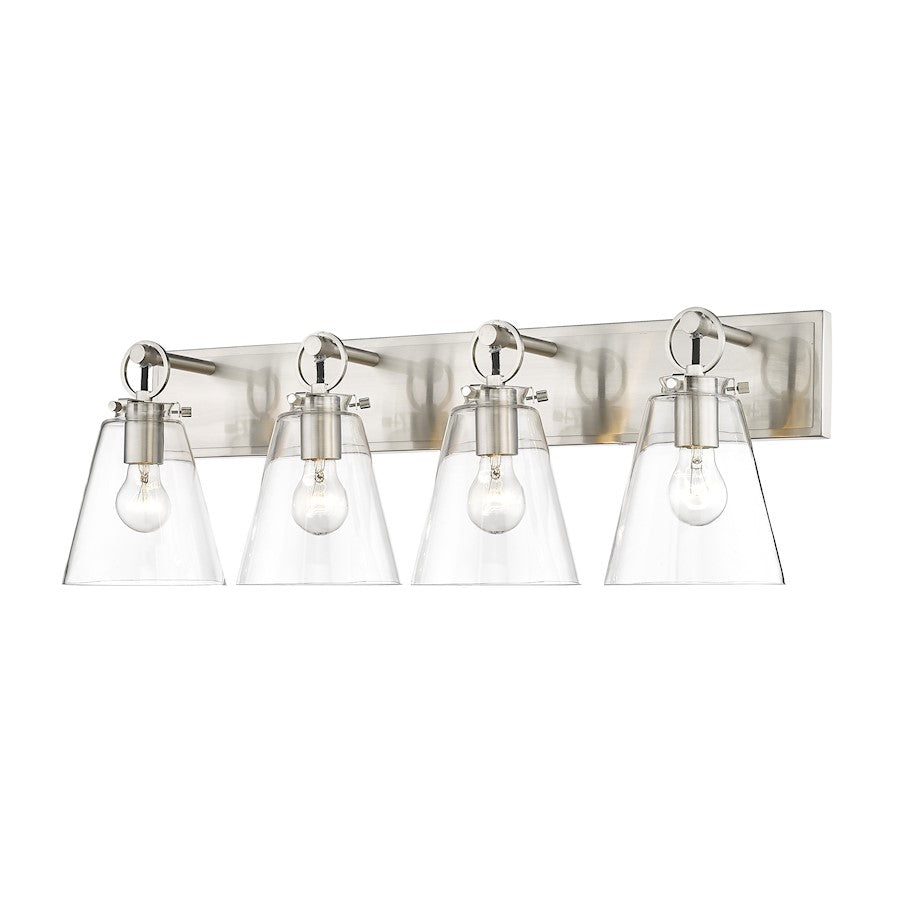 Z-Lite Harper 4 Light Vanity in Brushed Nickel/Clear - 483-4V-BN