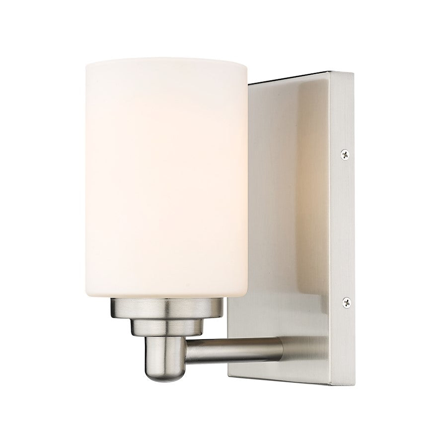 Z-Lite Soledad 1 Light Wall Sconce, Brushed Nickel/White - 485-1S-BN