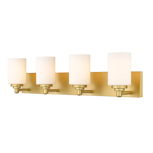 Z-Lite Soledad 4 Light Vanity, Brushed Gold/White - 485-4V-BG