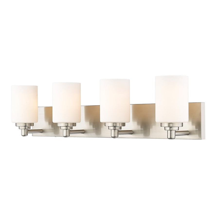 Z-Lite Soledad 4 Light Vanity, Brushed Nickel/White - 485-4V-BN