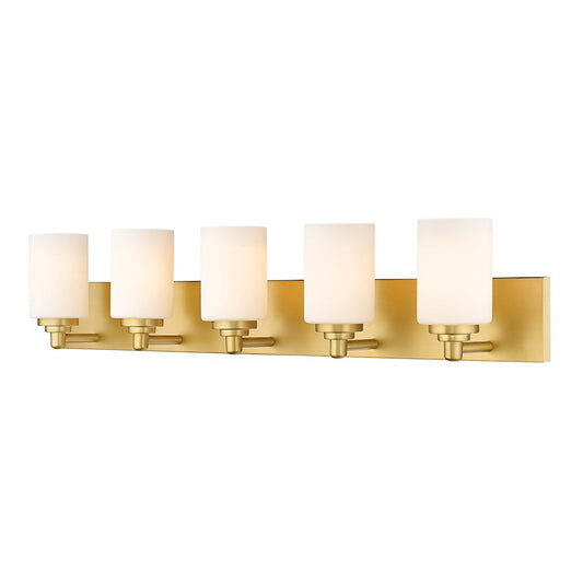 Z-Lite Soledad 5 Light Vanity, Brushed Gold/White - 485-5V-BG