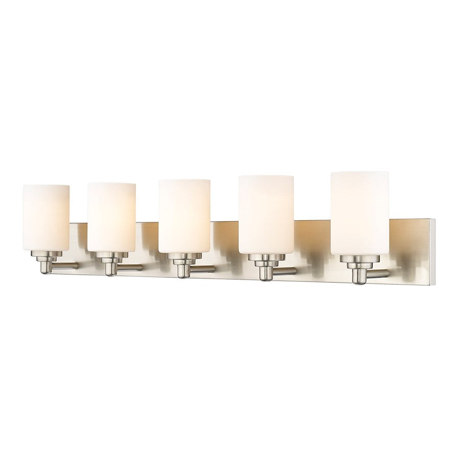 Z-Lite Soledad 5 Light Vanity, Brushed Nickel/White - 485-5V-BN