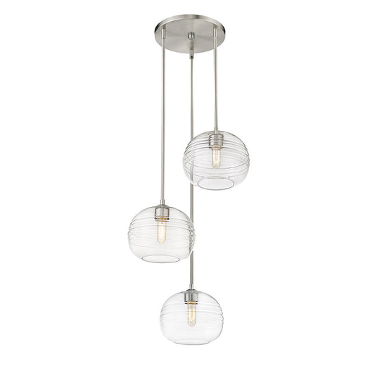 Z-Lite Harmony 3 Light 10" Pendant, Brushed Nickel, Clear - 486P10-3R-BN