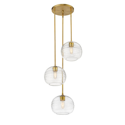 Z-Lite Harmony 3 Light 10" Pendant, Olde Brass, Clear - 486P10-3R-OBR