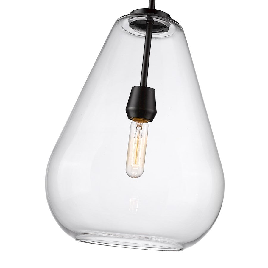 1 Light Pendant, Matte Black/Clear