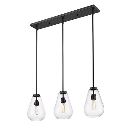 Z-Lite Ayra 3 Light Linear Chandelier, Matte Black/Clear - 488P8-3L-MB