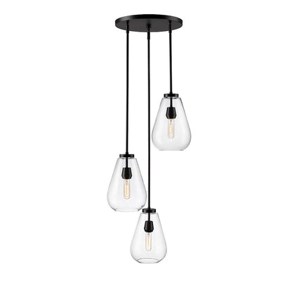 3 Light Chandelier, Matte Black