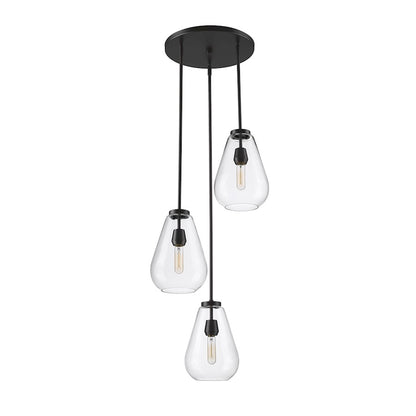 3 Light Chandelier, Matte Black