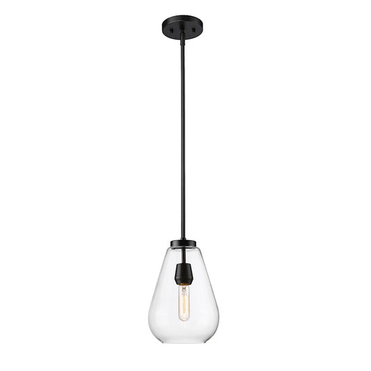 Z-Lite Ayra 1 Light 18" Pendant, Matte Black/Clear - 488P8-MB