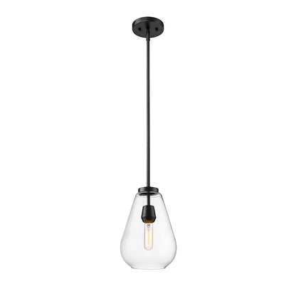 1 Light Pendant, Matte Black/Clear