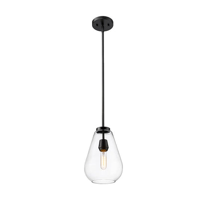 1 Light Pendant, Matte Black/Clear