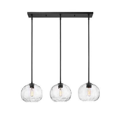 3 Light Linear Chandelier, Matte Black