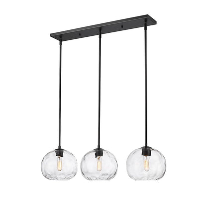 3 Light Linear Chandelier, Matte Black