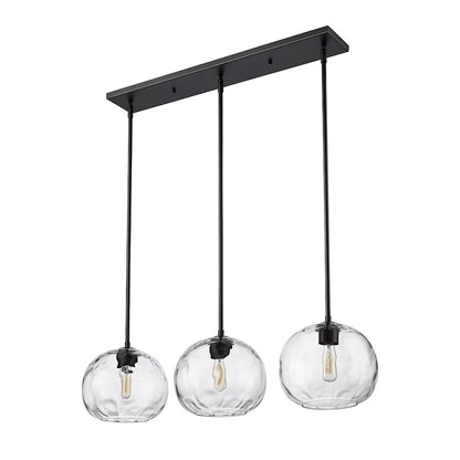 3 Light Linear Chandelier, Matte Black