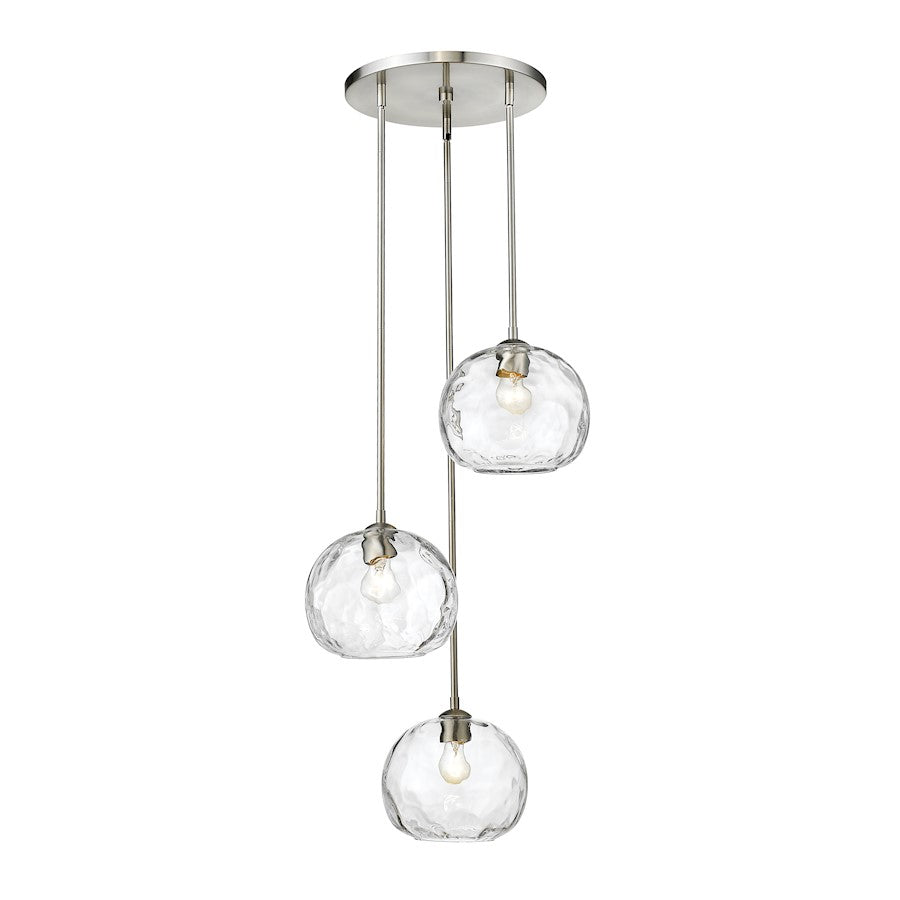 Z-Lite Chloe 3 Light 10" Pendant, Brushed Nickel, Clear - 490P10-3R-BN