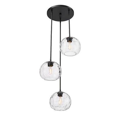 3 Light Chandelier, Matte Black