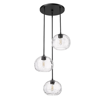 3 Light Chandelier, Matte Black