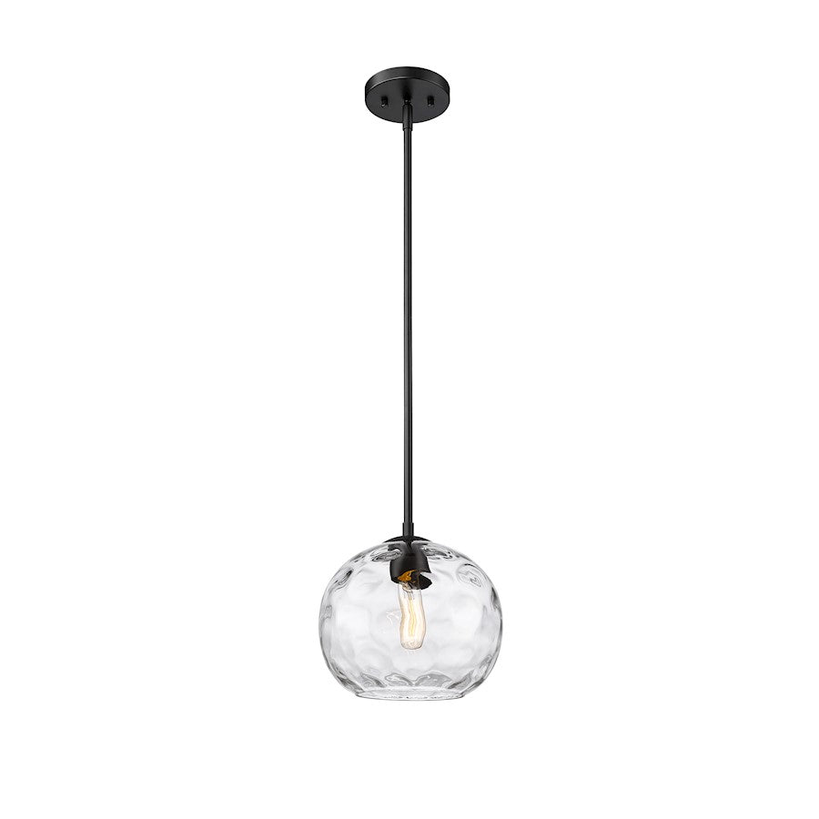 1 Light Pendant, Matte Black/Clear