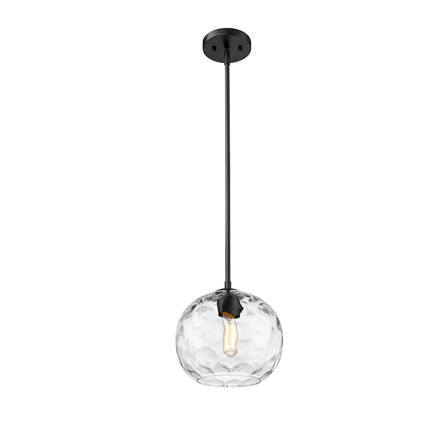 1 Light Pendant, Matte Black/Clear