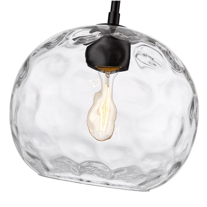 1 Light Pendant, Matte Black/Clear