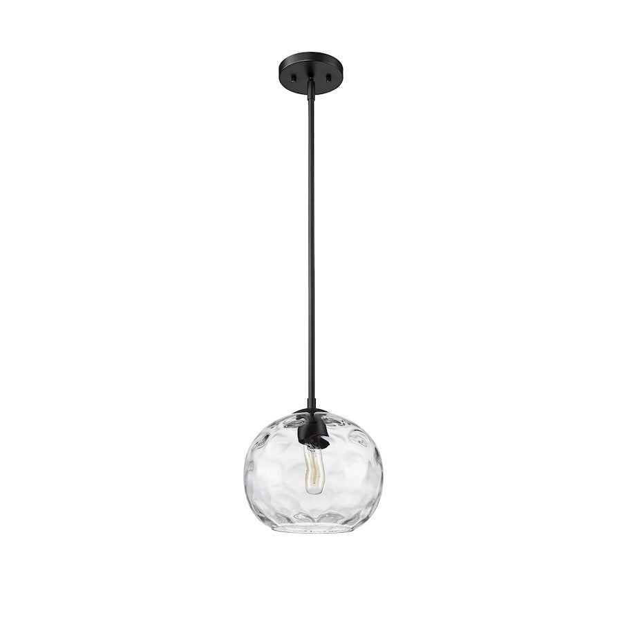 1 Light Pendant, Matte Black/Clear