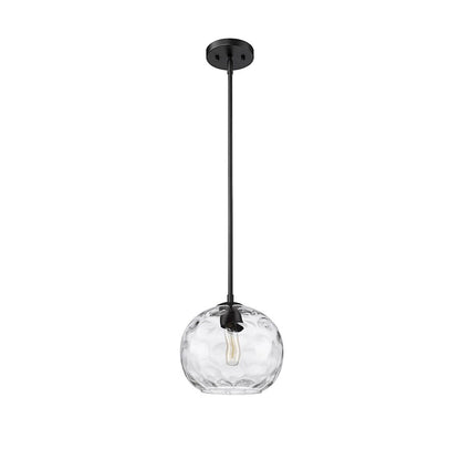 1 Light Pendant, Matte Black/Clear