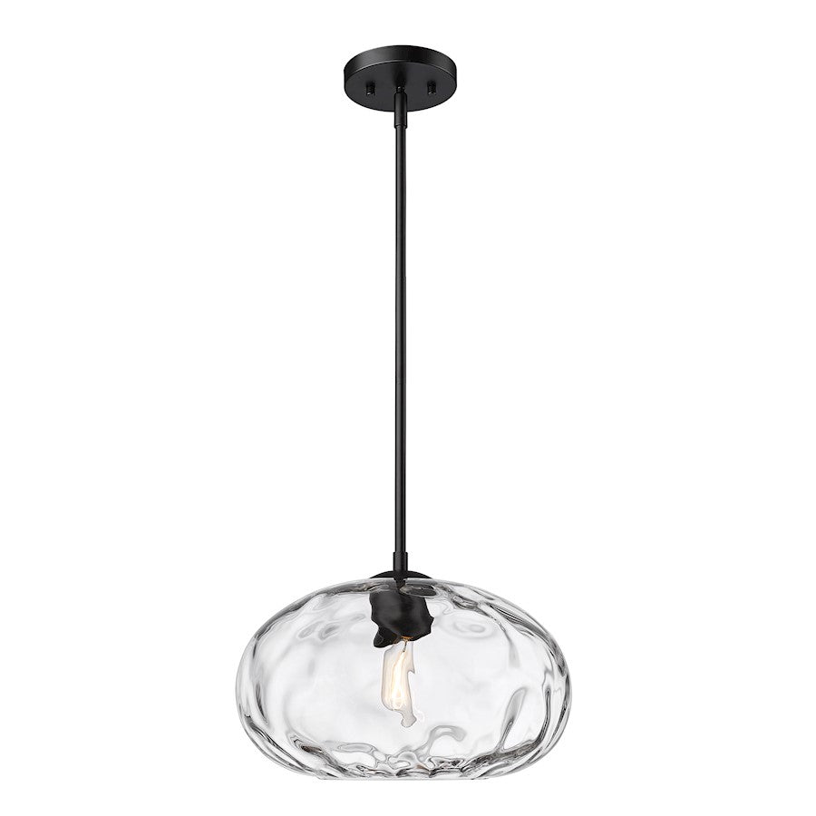 Z-Lite Chloe 1 Light 14" Pendant, Matte Black/Clear - 490P14-MB