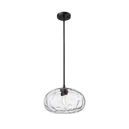 1 Light Pendant, Matte Black/Clear