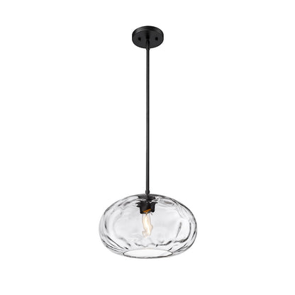 1 Light Pendant, Matte Black/Clear