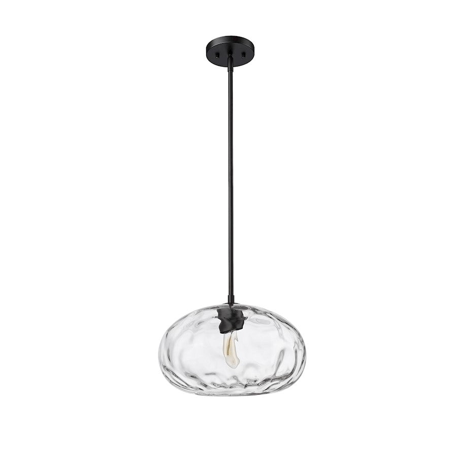 1 Light Pendant, Matte Black/Clear