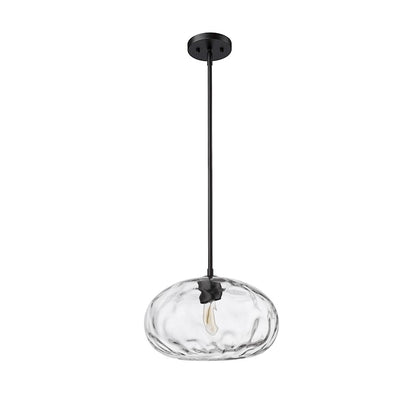 1 Light Pendant, Matte Black/Clear