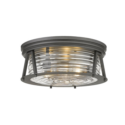 Z-Lite Cape Harbor 3 Light Flush Mount in Bronze/Clear - 491F3-BRZ