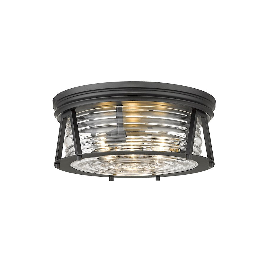 Z-Lite Cape Harbor 3 Light Flush Mount in Matte Black/Clear - 491F3-MB