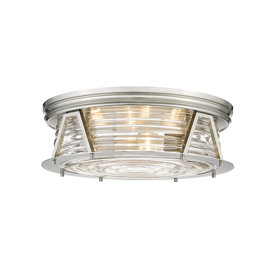 Z-Lite Cape Harbor 4 Light Flush Mount in Brushed Nickel/Clear - 491F4-BN