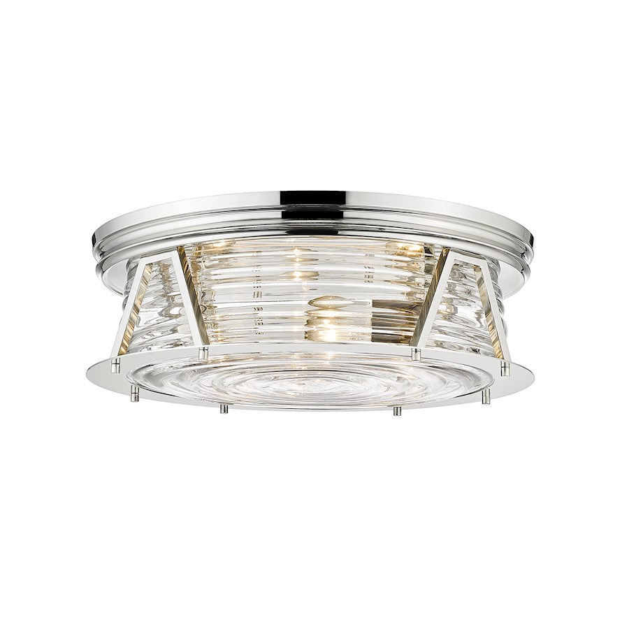 Z-Lite Cape Harbor 4 Light Flush Mount in Polished Nickel/Clear - 491F4-PN