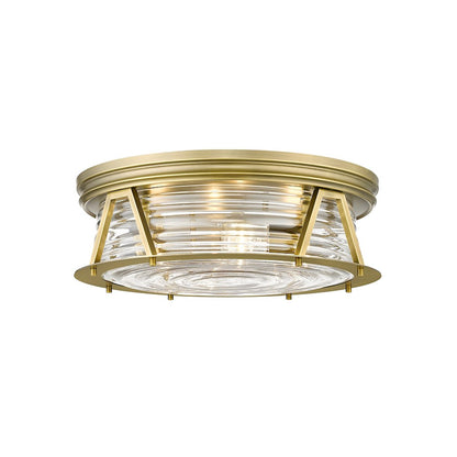 Z-Lite Cape Harbor 4 Light Flush Mount in Rubbed Brass/Clear - 491F4-RB