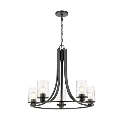 Z-Lite Beckett 5 Light Chandelier in Matte Black/Clear Seedy - 492-5MB