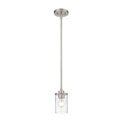 Z-Lite Beckett 1 Light Mini Pendant in Brushed Nickel/Clear Seedy - 492MP-BN