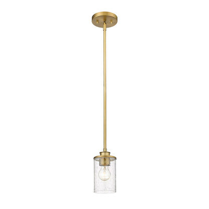 Z-Lite Beckett 1 Light Mini Pendant in Olde Brass/Clear Seedy - 492MP-OBR