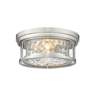 Z-Lite Clarion 2 Light Flush Mount, Brushed Nickel/Clear - 493F2-BN