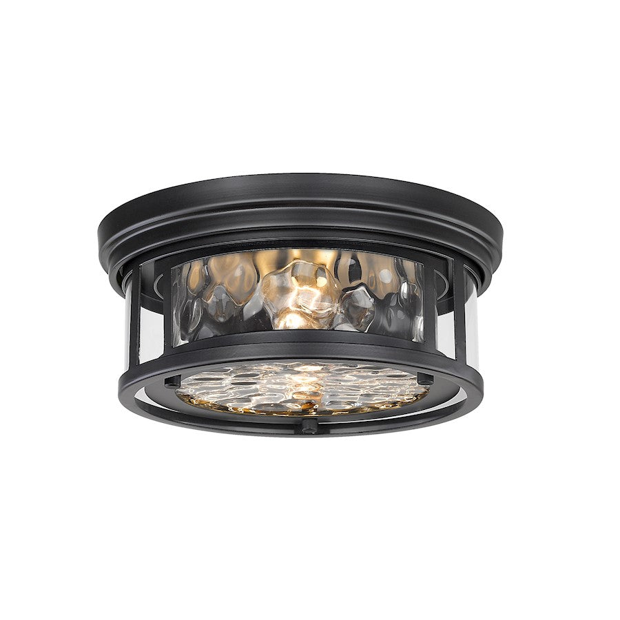 Z-Lite Clarion 2 Light Flush Mount, Matte Black/Clear - 493F2-MB