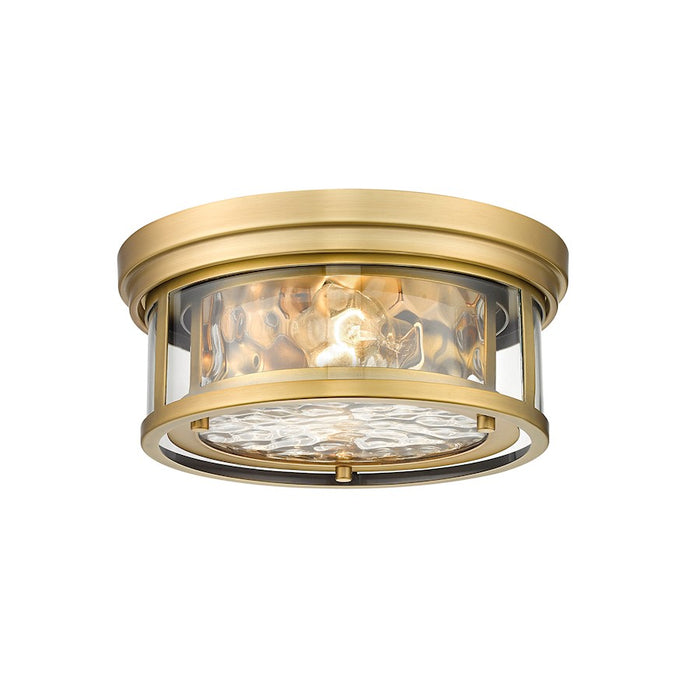 Z-Lite Clarion 2 Light Flush Mount, Rubbed Brass/Clear - 493F2-RB