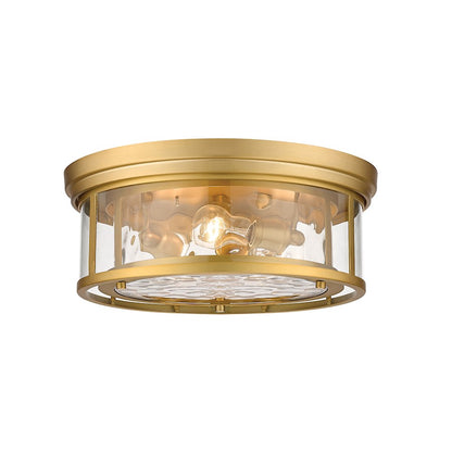 Z-Lite Clarion 3 Light Flush Mount, Olde Brass/Clear - 493F3-OBR